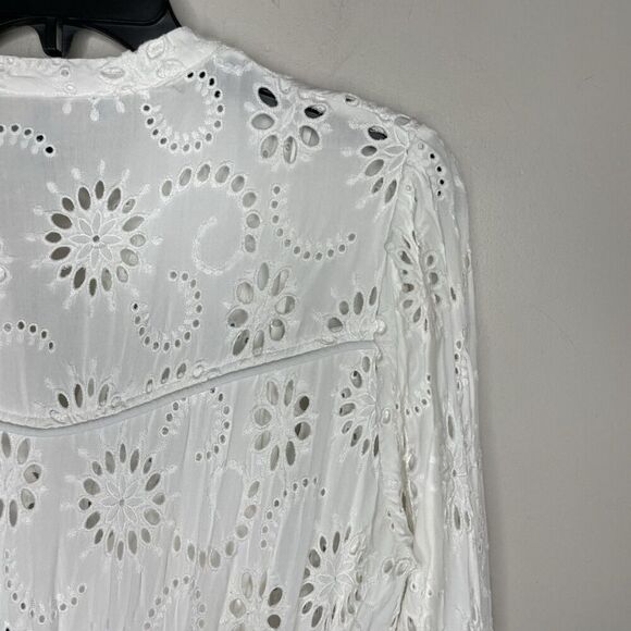 MAJE Rapala Dress Women 40 Large Eyelet Mini A-Line White Lined Pockets Viscose - Picture 11 of 16